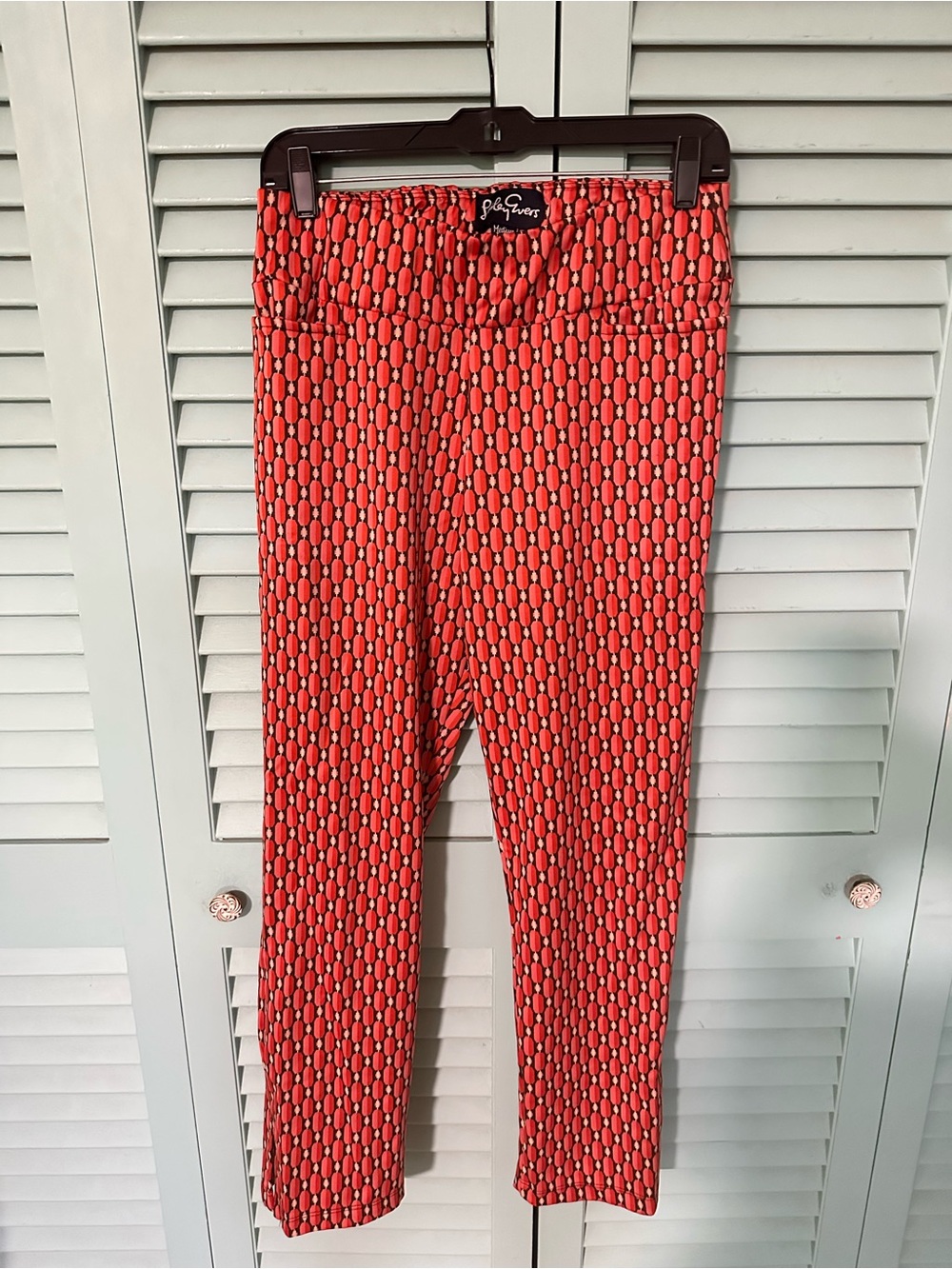 Lesley Everest Coral and Cream retro Printed Pull-On pants
